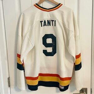 Authentic Vintage CCM Vancouver Canucks Tony Tanti Jersey White Skate Size XL